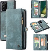 Samsung Galaxy Note 20 Ultra Bookcase hoesje - CaseMe - Geen opdruk Blauw - Leer - Portemonnee met 11 Vakjes voor Pasjes en Ritsvak