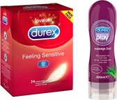 Durex Feeling Sensitive – 24 condooms & Durex Play massagegel 2 in 1