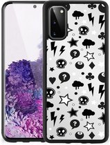 Silicone Back Cover Geschikt voor Samsung Galaxy S20 Telefoonhoesje met Zwarte rand Silver Punk