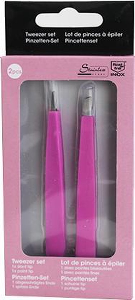 Pincet set - 2 stuks - Schuin & Punt Pincet - verschillende kleuren