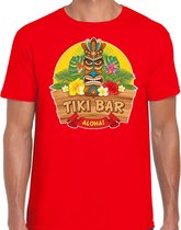 Hawaii feest t-shirt / shirt tiki bar Aloha voor heren - rood - Hawaiiaanse party outfit / kleding/ verkleedkleding/ carnaval shirt XL