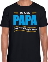 Beste papa sorry voor alle grijze haren cadeau t-shirt zwart voor heren - vaderdag / verjaardag kado shirt L