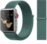 Dennen Groen Nylon Horloge Band Geschikt voor Apple Watch 1, 2, 3, 4, 5, 6, SE & Nike+, 38mm & 40mm "Vrouwenbreedte" Series - Zacht Geweven Nylon - 38 mm en 40 mm