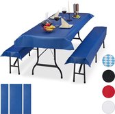 Relaxdays 6 x tafelkleed biertafel en banken - hoezen set biertent - 250 x 100 cm – blauw