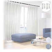 Relaxdays 6 x vitrage met lussen - voile - effen - polyester glasgordijn - gordijn crème