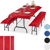 Relaxdays 6 x tafelkleed biertafel en banken - hoezen set biertent - 250 x 100 cm rood