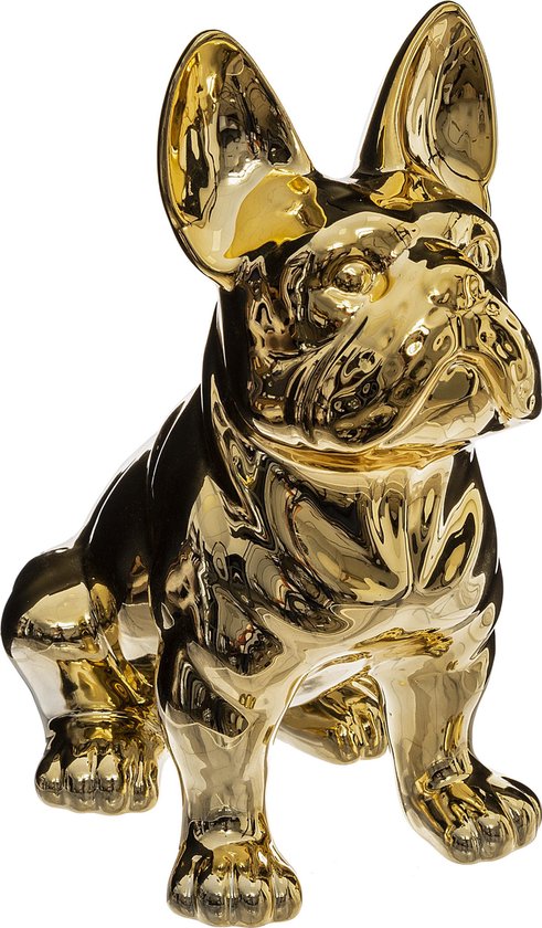 Gezicht omhoog wenselijk seinpaal Atmosphera Bulldog beeld - Goud - Decoratie - Sierbeeld - Steengoud - H22  cm | bol.com