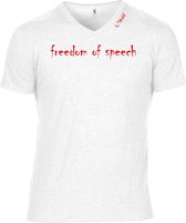 G-TOWN  Freedom Of Speech Wit  Heren T-shirt Semi fit Maat XXL