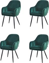 Eetkamerstoelen set 4 stuks Velvet - Troon Collectie - Groen - Stevige stoelen - Horeca stoel kwaliteit - Eetkamer stoelen - Extra stoelen voor huiskamer - Dineerstoelen – Tafelstoelen
