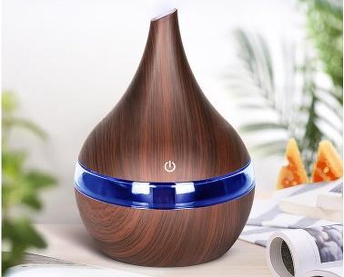 Goedkoopste Aroma Luchtbevochtiger met LED Mood verlichting - Donker bruin 300 ml