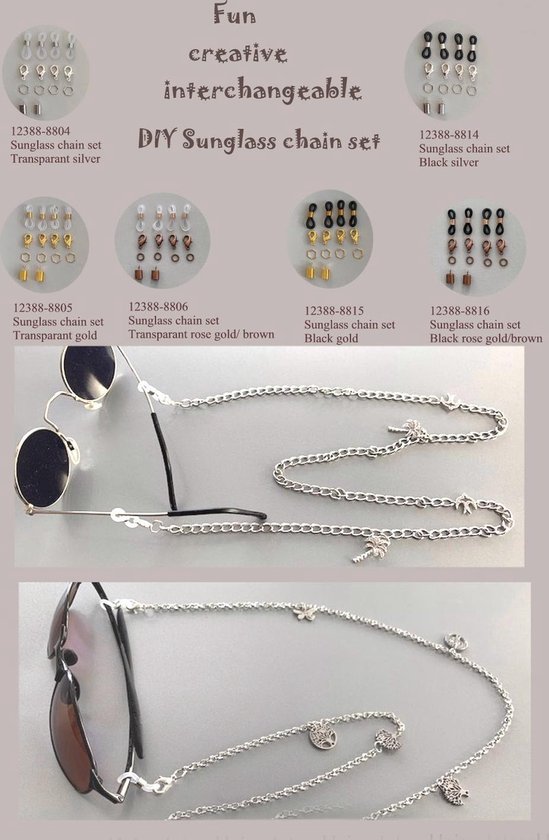 Ensemble chaîne de lunettes de soleil - DIY - Or noir | bol.com