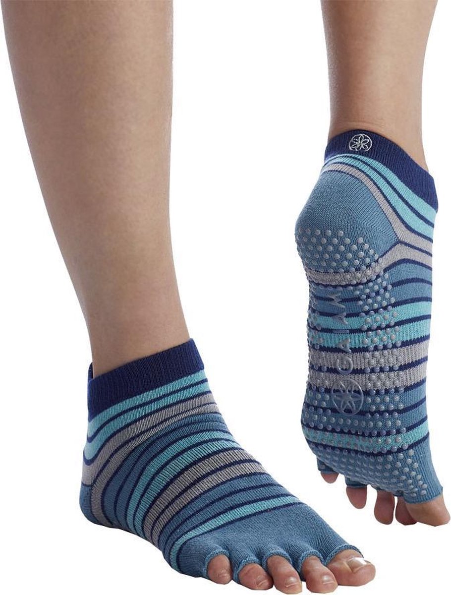 Yoga Socks Toeless Striped Skyline Unisex - Blauw - Maat 36-40