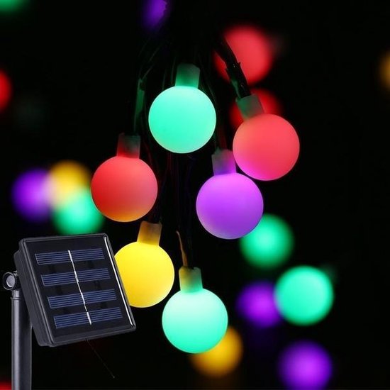 J-Pro Tuinverlichting op zonne-energie - 50 Solar LED 7m Colored Blurry lichtsnoer - ø2cm