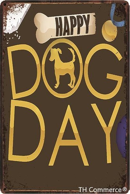 Decoratie Wandbord Metaal - Happy Dog Day - Hond