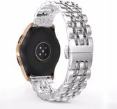 Smartwatch bandje - Geschikt voor Samsung Galaxy Watch 3 45mm, Gear S3, Huawei Watch GT 2 46mm, Garmin Vivoactive 4, 22mm horlogebandje - RVS metaal - Fungus - Fijne Schakel - Zilv