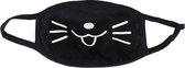 Shennit - Wasbaar mondmasker Funny Cat - Niet-medisch mondkapje - Zwart - 2 stuks