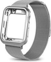 Milanees Bandje + Siliconen Case - geschikt voor Apple Watch - Series 4/5 - 44mm - silver - zilver - grijs