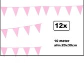 12x Vlaggenlijn baby roze 10 meter - vlaglijn festival feest party verjaardag thema feest kleur