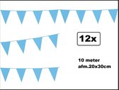 12x Vlaggenlijn baby blauw 10 meter - vlaglijn festival feest party verjaardag thema feest kleur