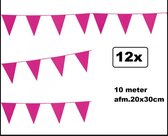 12x Vlaggenlijn hot pink 10 meter - vlaglijn festival feest party verjaardag thema feest kleur