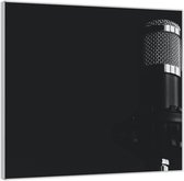 Acrylglas –Zwarte Microfoon op Zwarte Achtergrond– 80x80 (Wanddecoratie op Acrylglas)