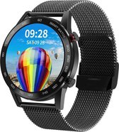 Belesy® Calling - Smartwatch Dames - Smartwatch Heren - Horloge - 1.3 inch - Kleurenscherm - Full Touch - Bluetooth Bellen - Zwart - Staal