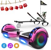 Microgo 6.5 inch Hoverboard met Flits Wielen, Elektrische Zelfbalancerende Scooter + TAOTAO moederbord,Bluetooth Speaker,LED verlichting - Roze Chroom + Hoverkart Camouflage