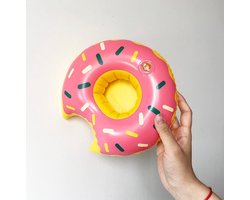 Opblaasbare Roze Donut voor in zwembad en stand speelgoed glas / blikhouder opblaasbaar speelgoed voor in water