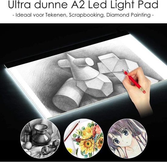 A2 Lichtbak voor Diamond Painting en Tekenen mét 3 lichtsterktes A2