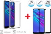 2-In-1 Screenprotector Hoesje Bescherming Protector Set Geschikt Voor Huawei Y6 2019/Y6s - Full Cover 3D Edge Tempered Glass Screen Protector Met Siliconen Back Bescherm Hoes Cover Case - Geh