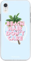 Fooncase Hoesje Geschikt voor iPhone XR - Shockproof Case - Back Cover / Soft Case - Beach Hair Don't Care / Blauw & Roze