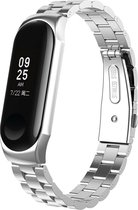 Stalen Smartwatch bandje - Geschikt voor  Xiaomi Mi Band  3 / 4 stalen bandje - zilver - Horlogeband / Polsband / Armband