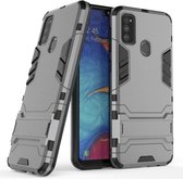 Armor Kickstand Back Cover - Samsung Galaxy M21 Hoesje - Grijs