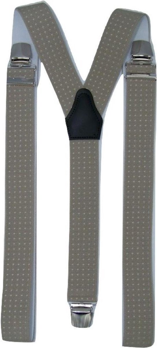 Bretels Beige/Witte Stip met brede extra sterke stevige Clips