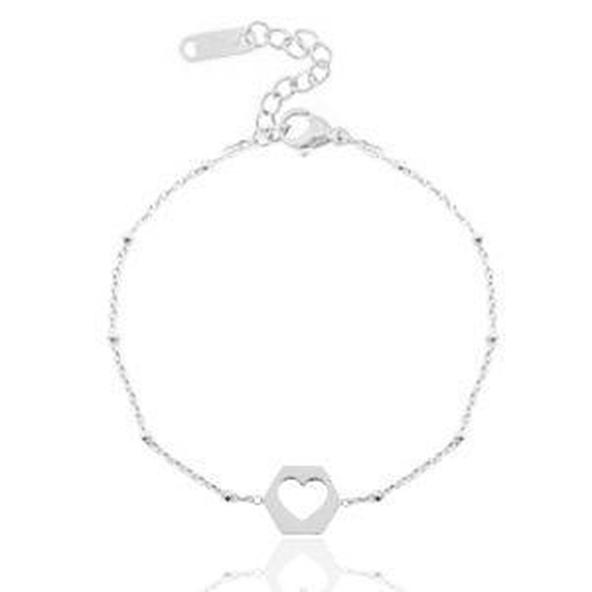 Schakelarmbandje Cut out Heart Zilver (RVS)
