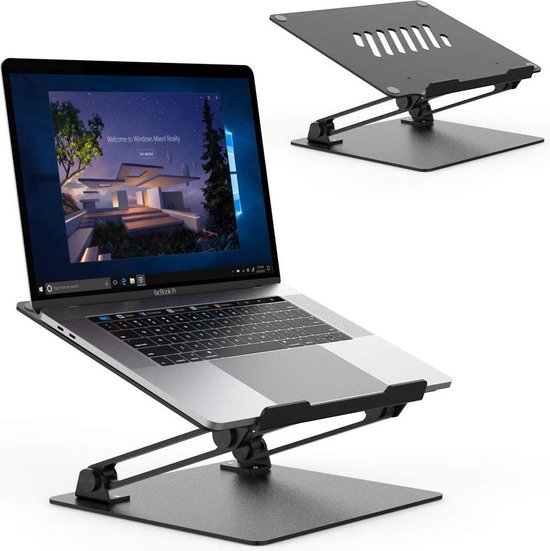 HN® Laptopstandaard verstelbaar aluminium 36x23x18.5cm | Ergonomische laptophouder te...
