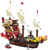 Piratenschip Bouwset - 2176 Bouwstenen - Inclus. Speedbot - Replica Lego - 7 figuren - Drakenvleugels - Gevangeniskooi, 3 maasten met zeil en afneembare dekken