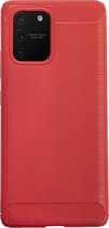 BMAX Carbon soft case hoesje geschikt voor Samsung Galaxy S10 Lite / Soft cover / Telefoonhoesje / Beschermhoesje / Telefoonbescherming - Rood