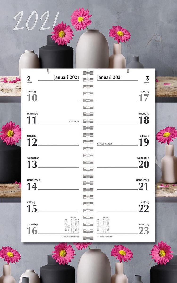 Omleg weekkalender MGPcards 2021 - Omlegkalender - 2 weken overzicht - Gerbera - 21 x 34 cm - MGPcards