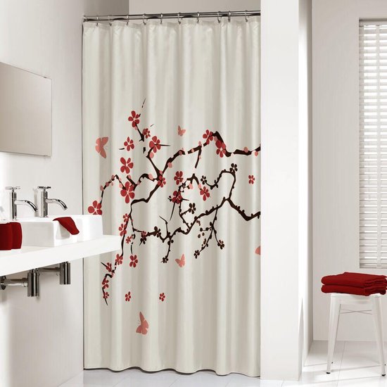 Sealskin Blossom - Rideau de douche 180x200 cm - Polyester Rouge | bol.com