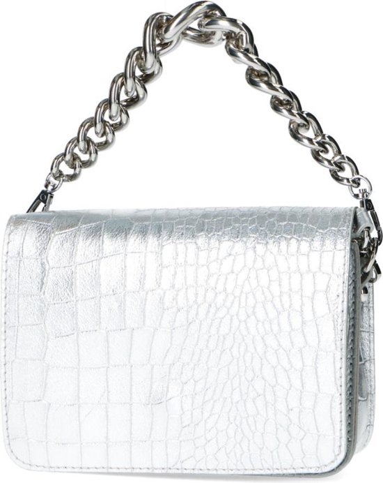 Sacha Zilverkleurige croco tas met hengsel bol