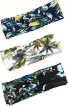 Set 3 stuks dames haarbanden tropisch ananas gebloemd - meiden - tieners - vrouwen - volwassenen haarbanden gebloemd | haarband bloemenprint met knoop