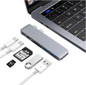 Qost® - Adaptateur Hub USB-C 6-en-1 - Compatible avec Apple Macbook Pro 2016/2018/2019 et Macbook Air 2018/2019 - Câble Type-C - Thunderbolt 3 - USB 3.0 - Lecteur de carte Micro SD