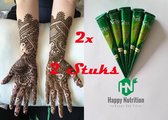 2 X Stuks Henna Tattoo - Tijdelijke Tatoeage - Festival Tattoe - Zomer feest tatoeage's - Festival Tattoo - Neptattoo - Henna Tattoo inkt pasta 2 cones 2 tubes 25 Gram/tube - Natuu