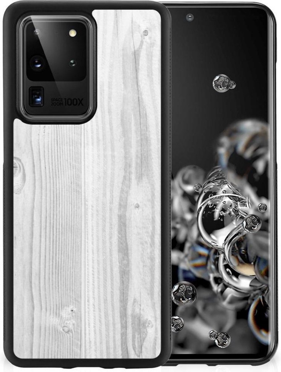 Back Cover voor Samsung Galaxy S20 Ultra Grip Case White Wood