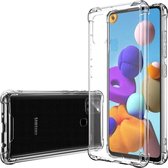 Samsung Galaxy A21s hoesje - Transparante Shock proof gel case met verstevigde hoeken - Volledig doorzichtig - GSM Hoesje - Telefoonhoesje Geschikt Voor: Samsung Galaxy A21s