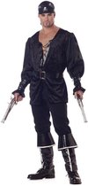 CALIFORNIA COSTUMES - Zwart piraten kostuum met veterblouse voor mannen - XL (44/46) - Volwassenen kostuums