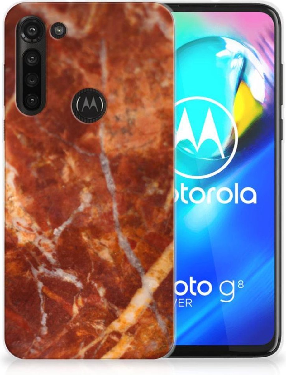 Motorola Moto G8 Power TPU Siliconen Hoesje Marmer Bruin