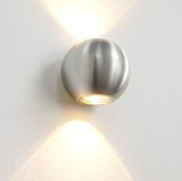 Wandlamp Denver Aluminium - Ø10cm - LED 2x4W 2700K 2x460lm - IP54 - Dimbaar > wandlamp binnen mat staal | wandlamp buiten mat staal | wandlamp mat staal | buitenlamp mat staal | mu