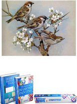 Crafterman™ Diamond Painting Pakket Volwassenen - Vogels op bloemen - 30x40cm - volledige bedekking - vierkante steentjes - 42 verschillende kleuren - hobby pakket - Met tijdelijk 2 E-Books